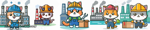 Vector of a cat factory worker.