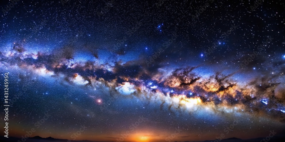 Fototapeta premium Majestic Milky Way Galaxy: High-Resolution Astrophotography Image