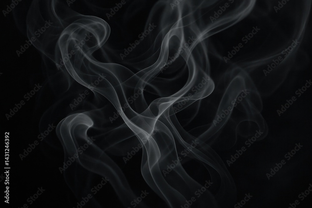 Fototapeta premium Swirling smoke tendrils in grayscale, soft and dreamlike motion with mystical mood, perfect for abstract elegance