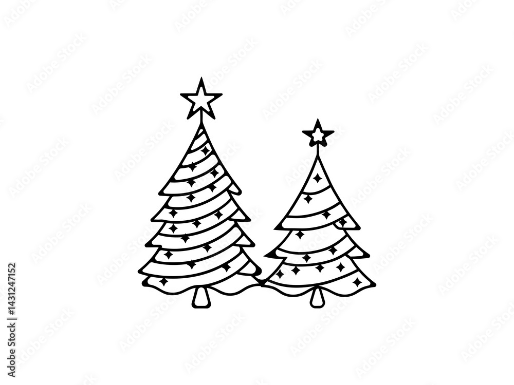 A vector graphic showcasing stylized Christmas trees. Christmas tree silhouettes, perfect for holiday designs.