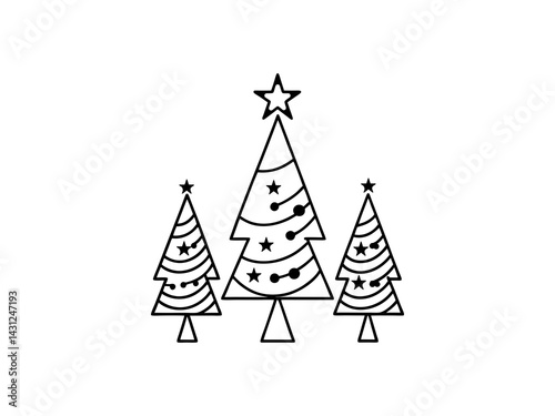 Obraz na płótnie A vector graphic showcasing stylized Christmas trees. Christmas tree silhouettes, perfect for holiday designs. w salonie