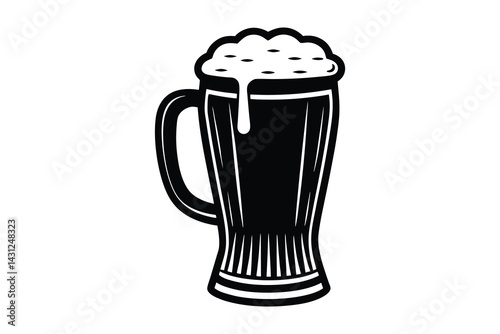 Big mug of beer silhouette vector Illustration isolated on white background
