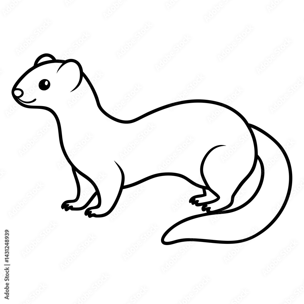 Fototapeta premium Graceful Ferret in Simple Line Art