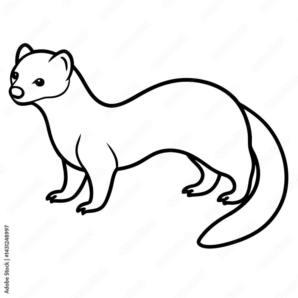 Fototapeta premium Graceful Ferret in Simple Line Art