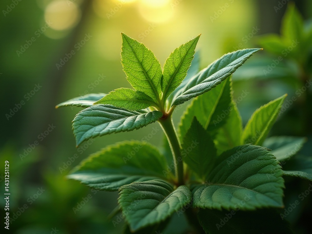 medicinal herbs and berries, traditional medicine Leafy green plant with a stem and a leaf. The leaf is green and has a shiny surface medicinal herbs and berries, traditional medicine Leafy green plant with a stem and a leaf. The leaf is green and has a shiny surface