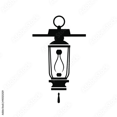 Vintage lantern illustration black and white antique light lamp vector graphic design element template 100 char
