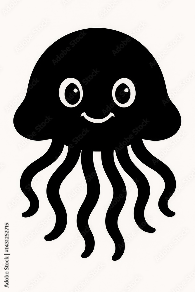 Obraz premium Black silhouette of a jellyfish