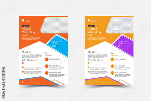 Corporate business flyer template design set,flyer in A4 with colorful business proposal,Modern corporate flyer design template with creative shapes vector,