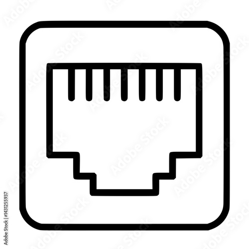 LAN Port Illustration – Ethernet Network and Wired Connectivity Icon