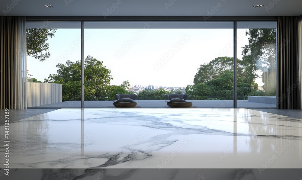 Fototapeta premium Modern, Open-Concept Living Area with Panoramic Views