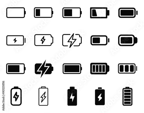 Minimalist Vector Pack: Battery Icon Design – Perfect for Tech, Energy, and UI Projects