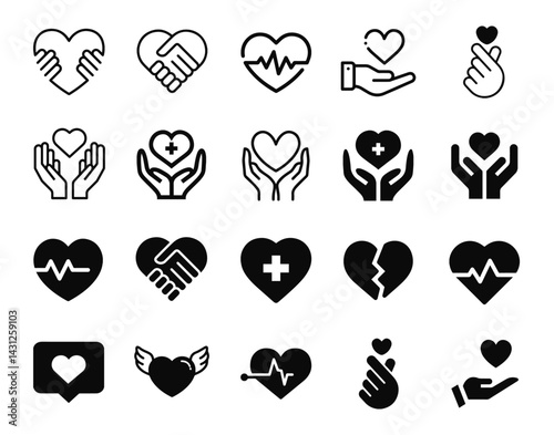 Vector heart icon pack for love, care, and emotions – perfect for digital design, websites, and mobile apps