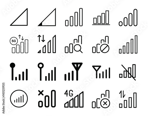 Vector Pack of Mobile Network Icons – A clean and modern set of high-quality icons representing mobile network features, perfect for digital design and communication