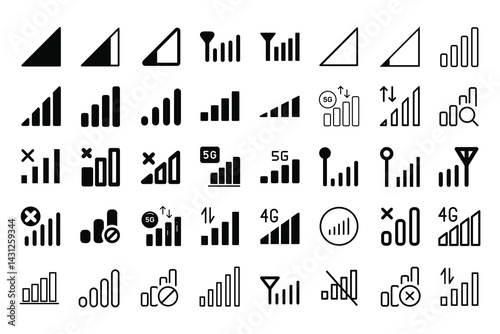 Vector Pack of Mobile Network Icons – A clean and modern set of high-quality icons representing mobile network features, perfect for digital design and communication