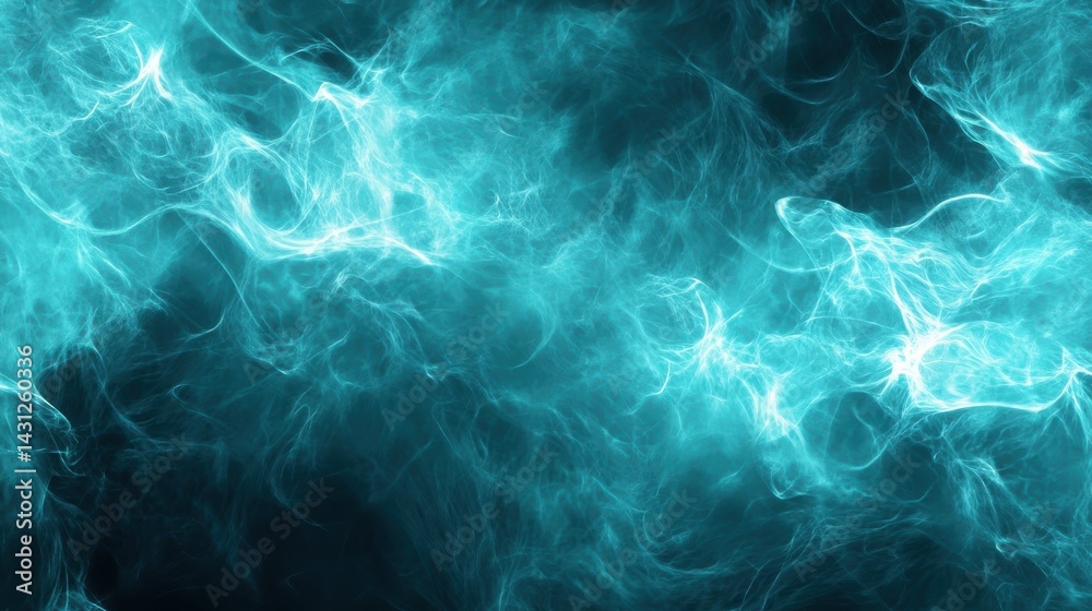 Obraz premium A stunning image of futuristic abstract blue tech background with digital waves particles artificial neural network cyber computing, Abstract blue teal data technology BG.