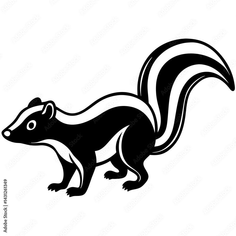 Stylized Skunk Line Sketch Stylized Skunk Line Sketch