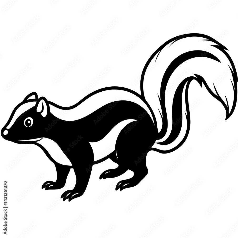 Stylized Skunk Line Sketch Stylized Skunk Line Sketch