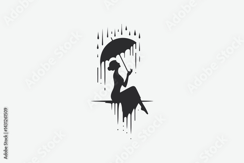 People enjoying rain in black and white