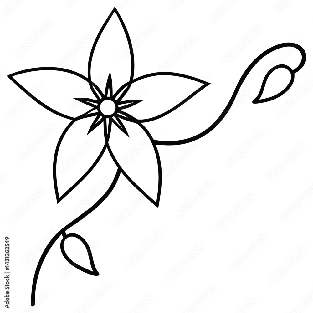 Sacred Simplicity: Minimalist Black Line Drawing of a Passionflower Sacred Simplicity: Minimalist Black Line Drawing of a Passionflower