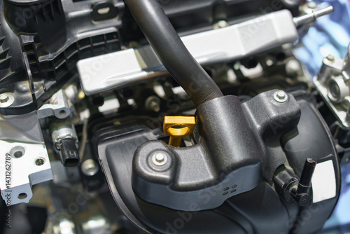 Wallpaper Mural Close-Up of Engine Dipstick in Modern Car’s Intake System.. Torontodigital.ca