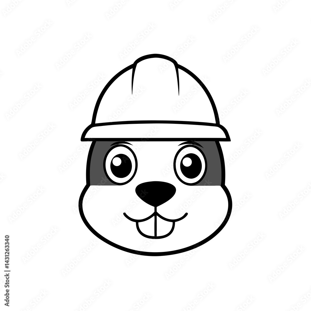 Fototapeta premium Beaver builder head with helmet