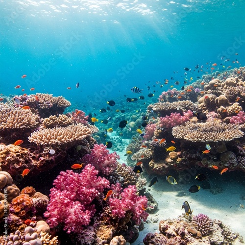 Fototapeta Naklejka Na Ścianę i Meble -  Vibrant Underwater Coral Reef Scene
