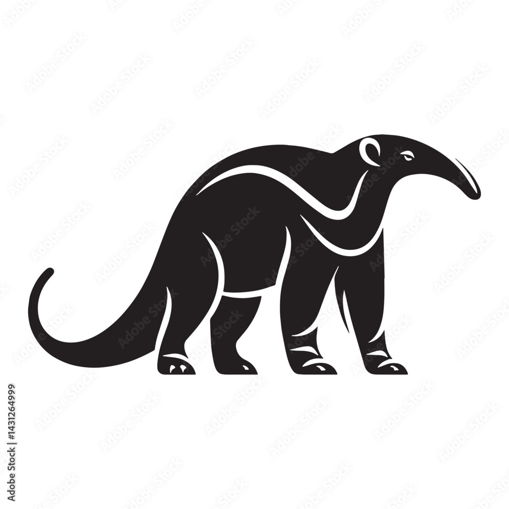 Fototapeta premium Minimal anteater silhouette vector featuring clean, soft curves – anteater silhouette – anteater vector – anteater illustration – silhouette of anteater – anteater icon