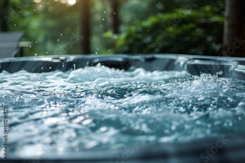 Wallpaper Mural Backyard hot tub with bubbling water close up Torontodigital.ca