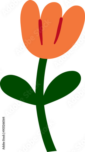 Vibrant hand drawn tulip flower with bold abstract petals