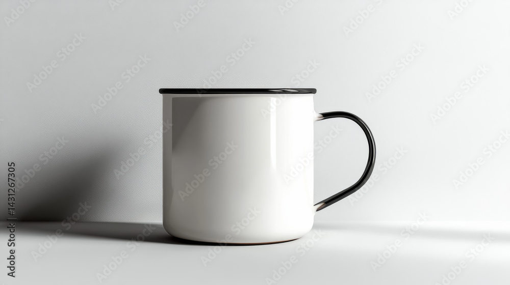 Obraz premium High-resolution mockup of a blank enamel mug on a white background, ideal for branding purposes