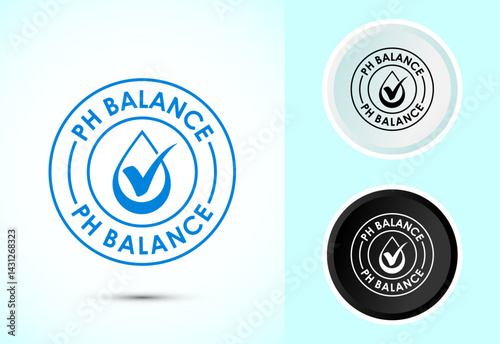 PH balance icon design illustration. Neutral PH balance icon sign, Free acidity concept symbol in color, black and white