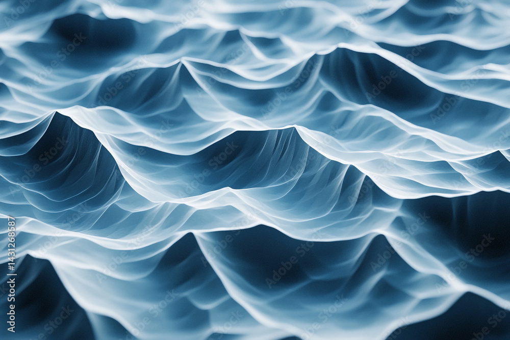 Obraz premium Abstract blue wave pattern design digital art flowing lines soft texture background