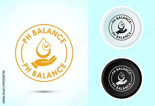 PH balance icon design illustration. Neutral PH balance icon sign, Free acidity concept symbol in color, black and white