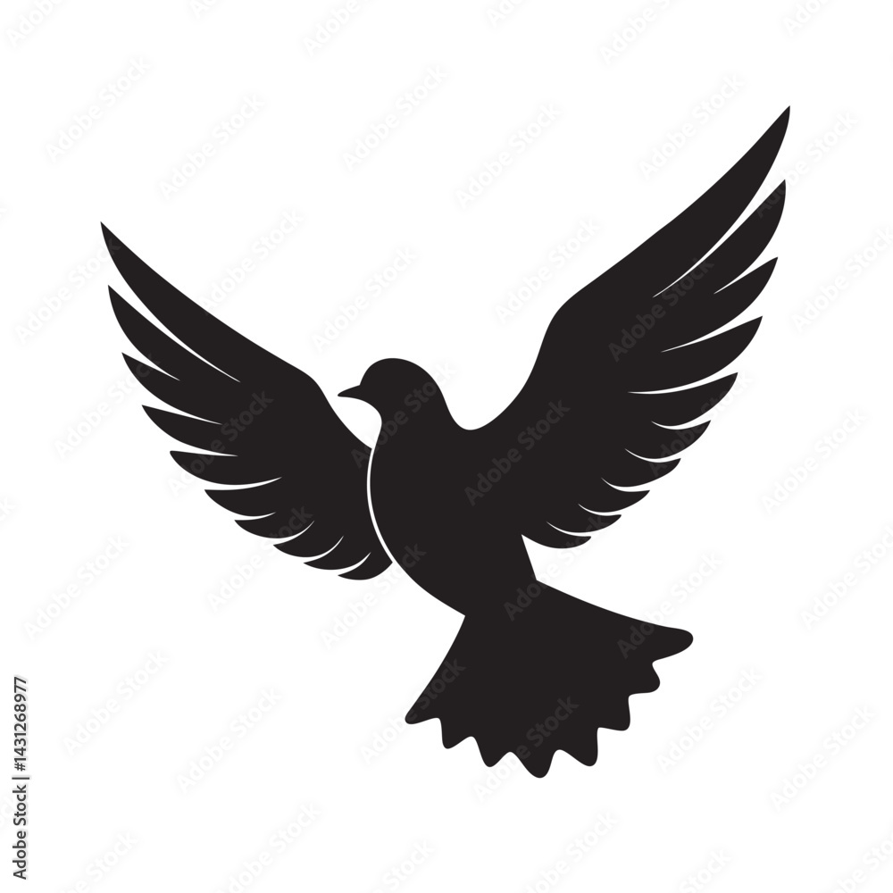 Obraz premium flying dove silhouette vector