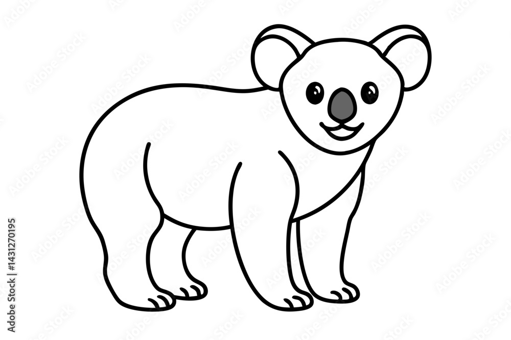 Naklejka premium Stylized Koala Ink Art