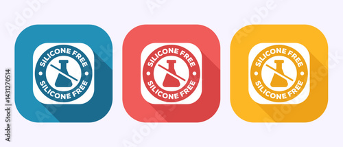 Silicone free icon design illustration, Best Silicone free sign, symbol in shadow button design