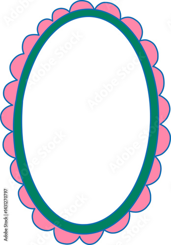 Hand Drawn Oblong Frame with Scalloped Border for Unique Artworks