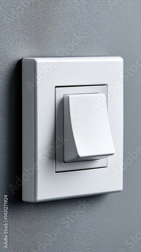 Obraz na płótnie Bright white light switch contrasting against a smooth gray wall offers a minimalist touch perfect for various interior styles w salonie