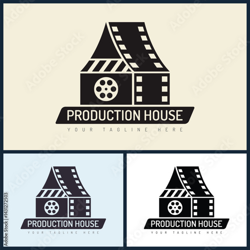 Production house roll film entertainment logo design template
