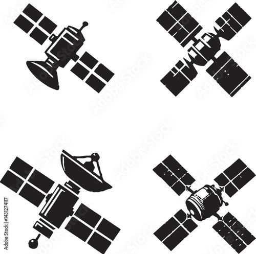 Satellite Icon Set Vector Illustration