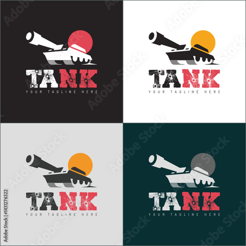 Main battle tank gamer logo set design template