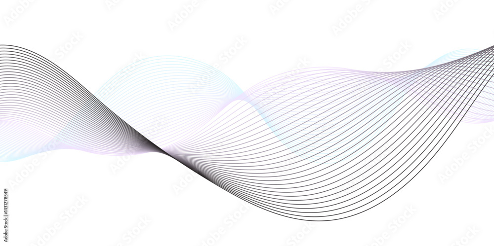 Fototapeta premium Modern Wave Line Pattern in Abstract Style on Transparent Background – Versatile Vector Illustration for Use in Technology Solutions, IT Services, Engineering Reports, and Data-Driven Projects