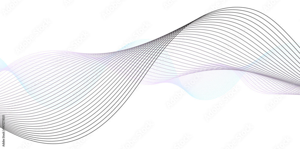 Fototapeta premium Modern Wave Line Pattern in Abstract Style on Transparent Background – Versatile Vector Illustration for Use in Technology Solutions, IT Services, Engineering Reports, and Data-Driven Projects