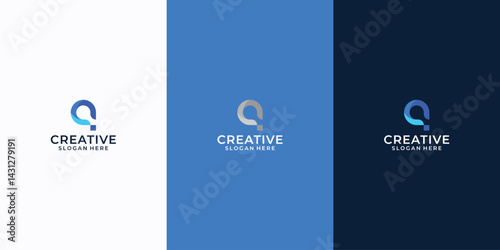 creative letter q colorfull logo technology