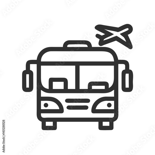 Airport Shuttle Bus Transportation Icon, Public Transportation Vector, Airport Transfer