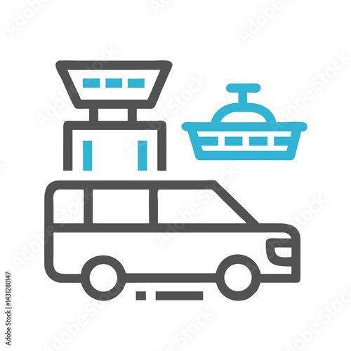 Automated Car Wash Icon with Black Background, Simple and Minimalist Design