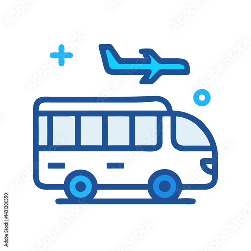 Airport Shuttle Icon: Transportation to and from Airports, Travel Concept