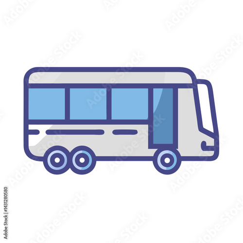 Isolated Illustrated Bus Vector Graphic on Black Background
