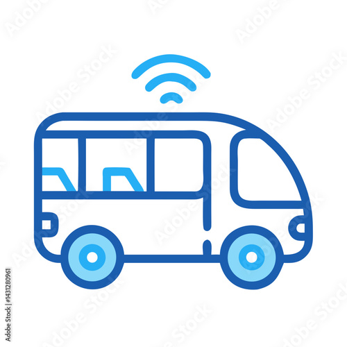 Autonomous Shuttle Bus Icon, Self-Driving Vehicle Symbol, Future Transport