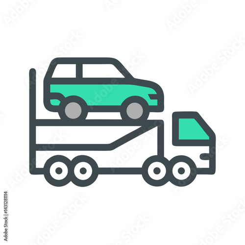Car Carrier Truck Illustration: Automotive Transport and Vehicle Delivery Service